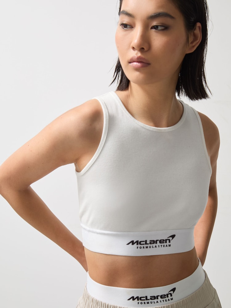 reiss McLaren F1 Team Ribbed Cropped Vest in White