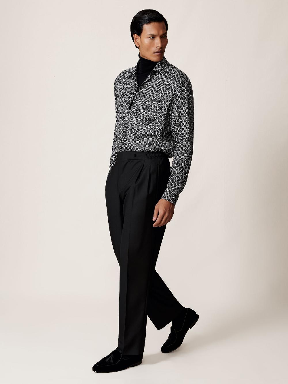 Reiss Medallion-Print Regular-Fit Shirt In Black