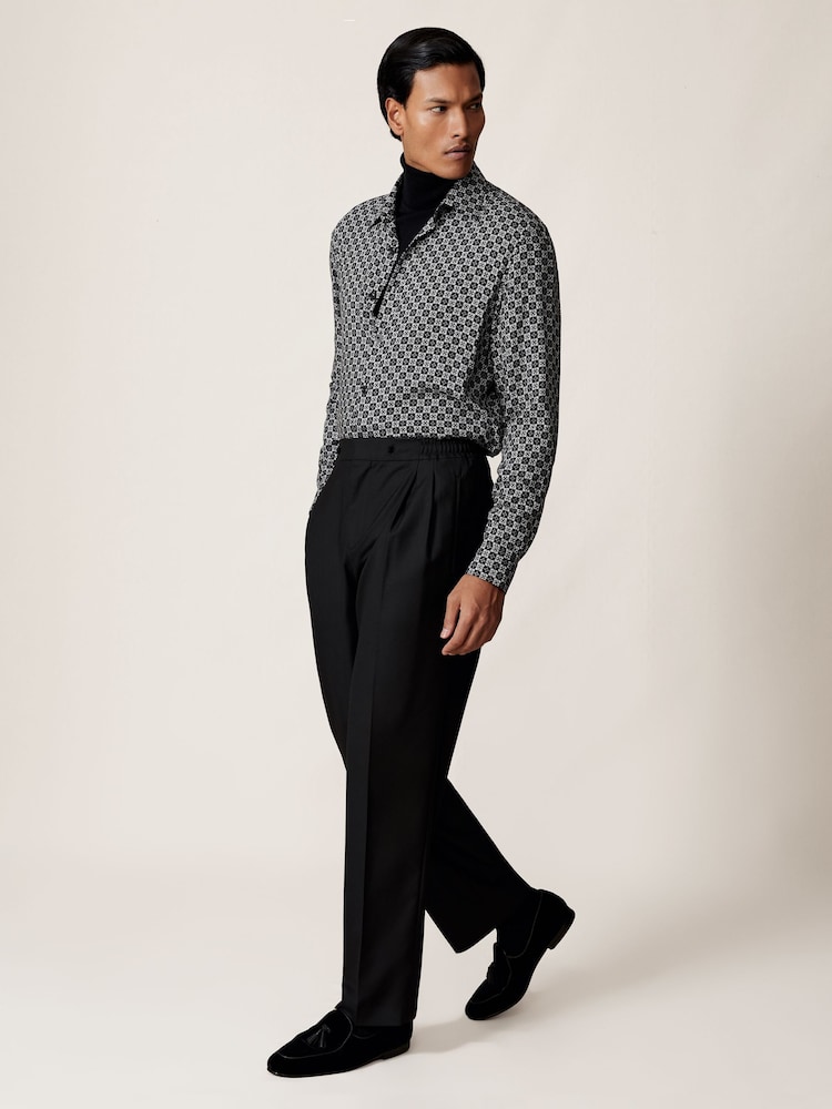 reiss Medallion-Print Regular-Fit Shirt in Black