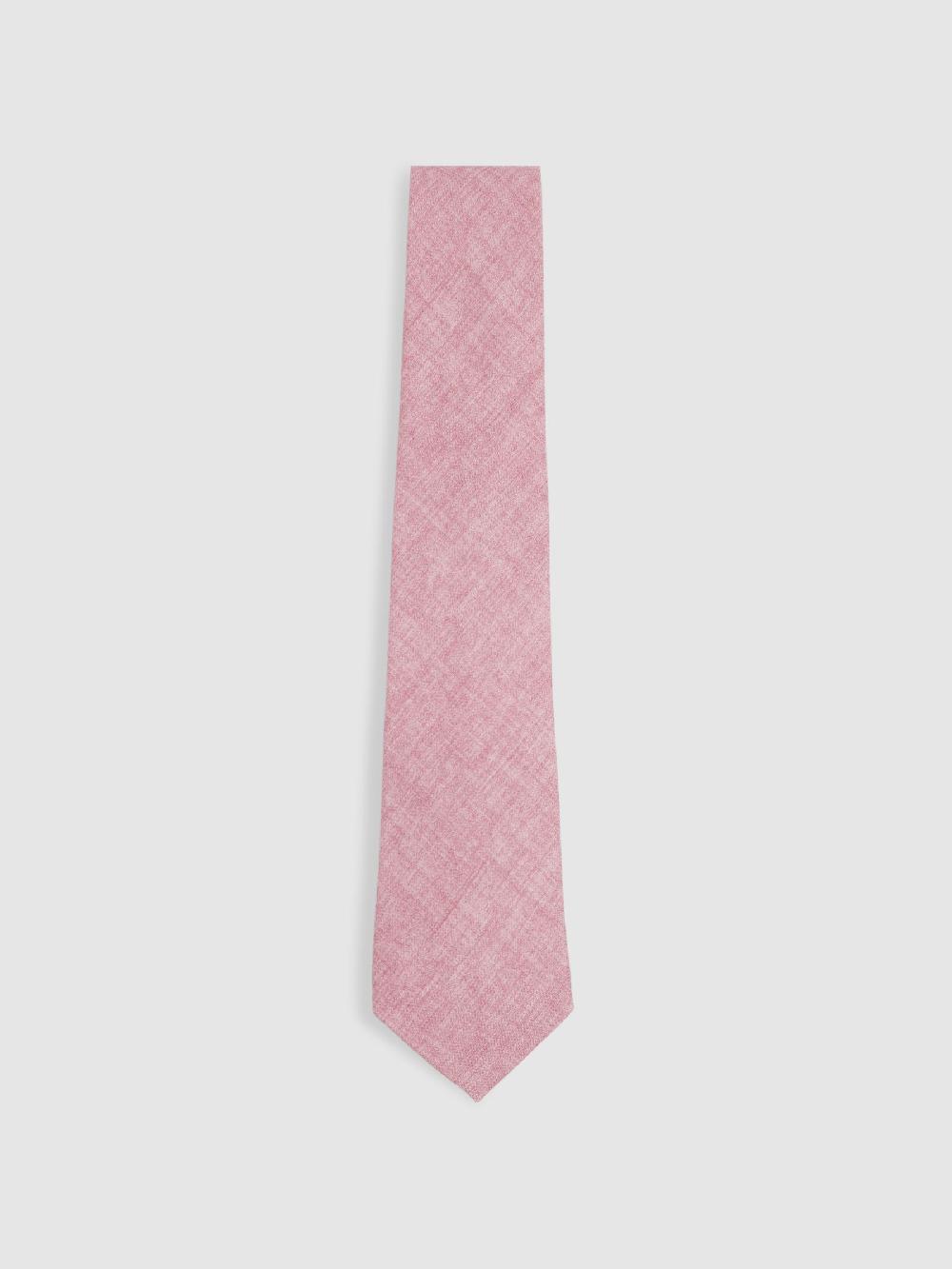Reiss Melange Silk Tie In Soft Pink Melange