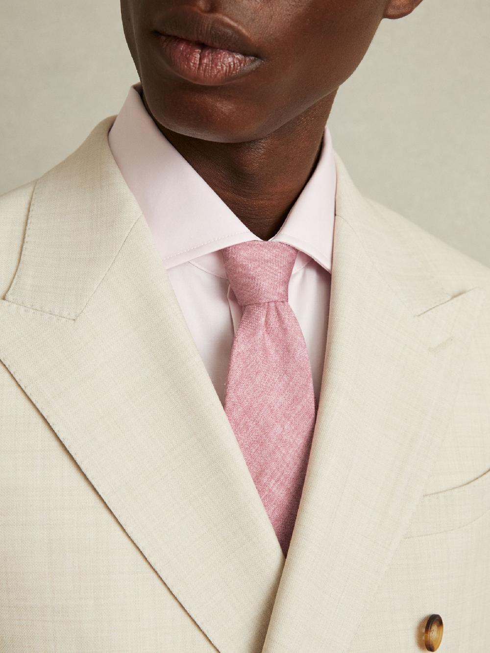 Reiss Melange Silk Tie In Soft Pink Melange