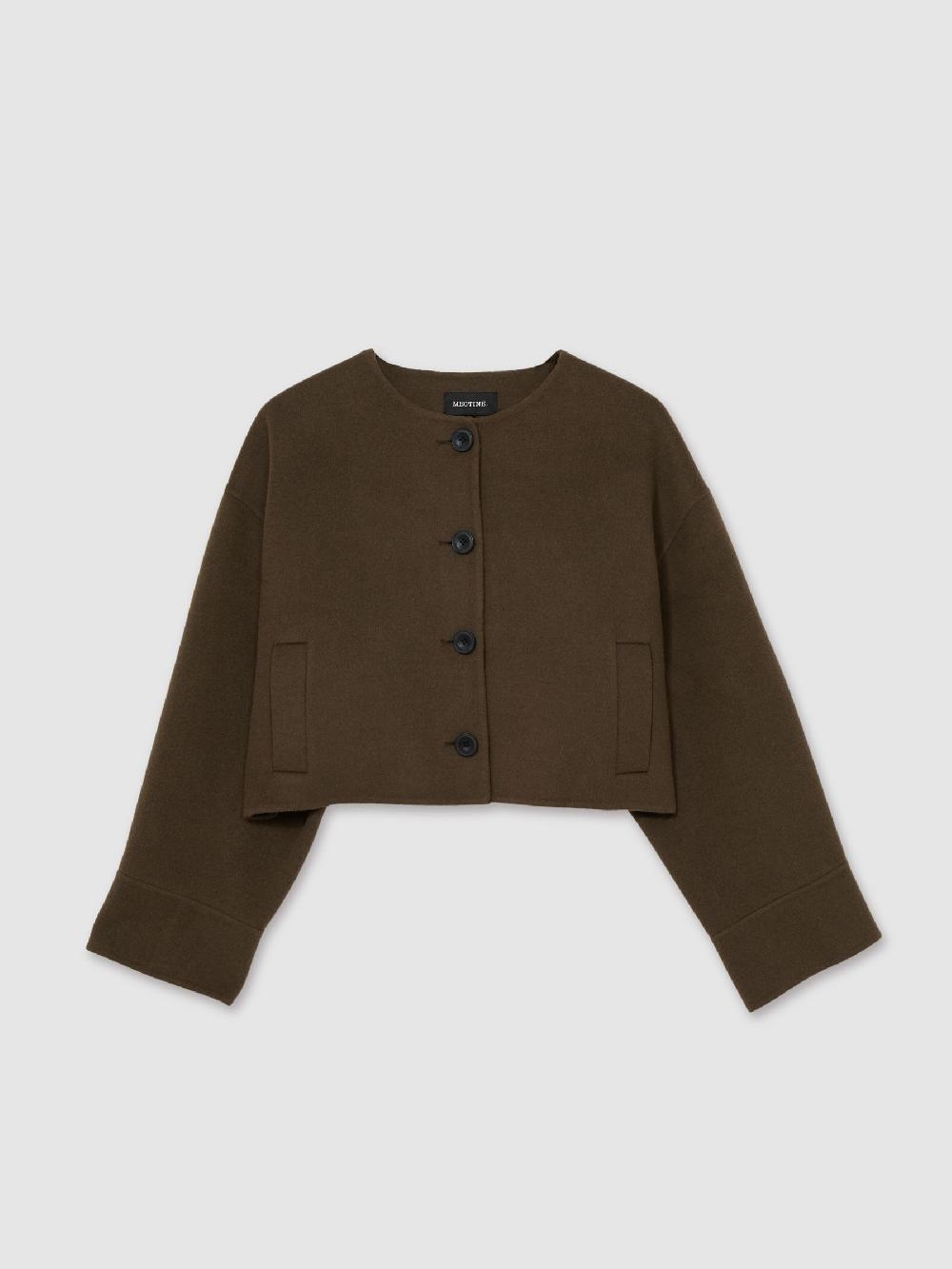 Reiss Meotine Wool-Blend Cropped Jacket In Brown