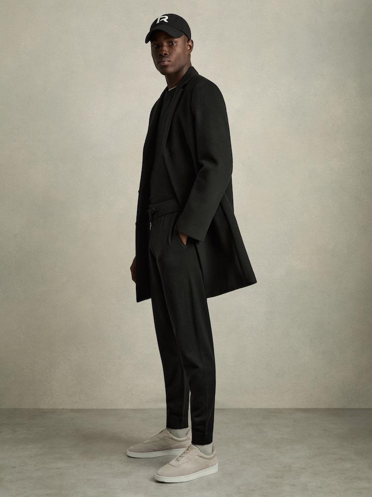 reiss Merino-Blend Stretch Joggers in Black