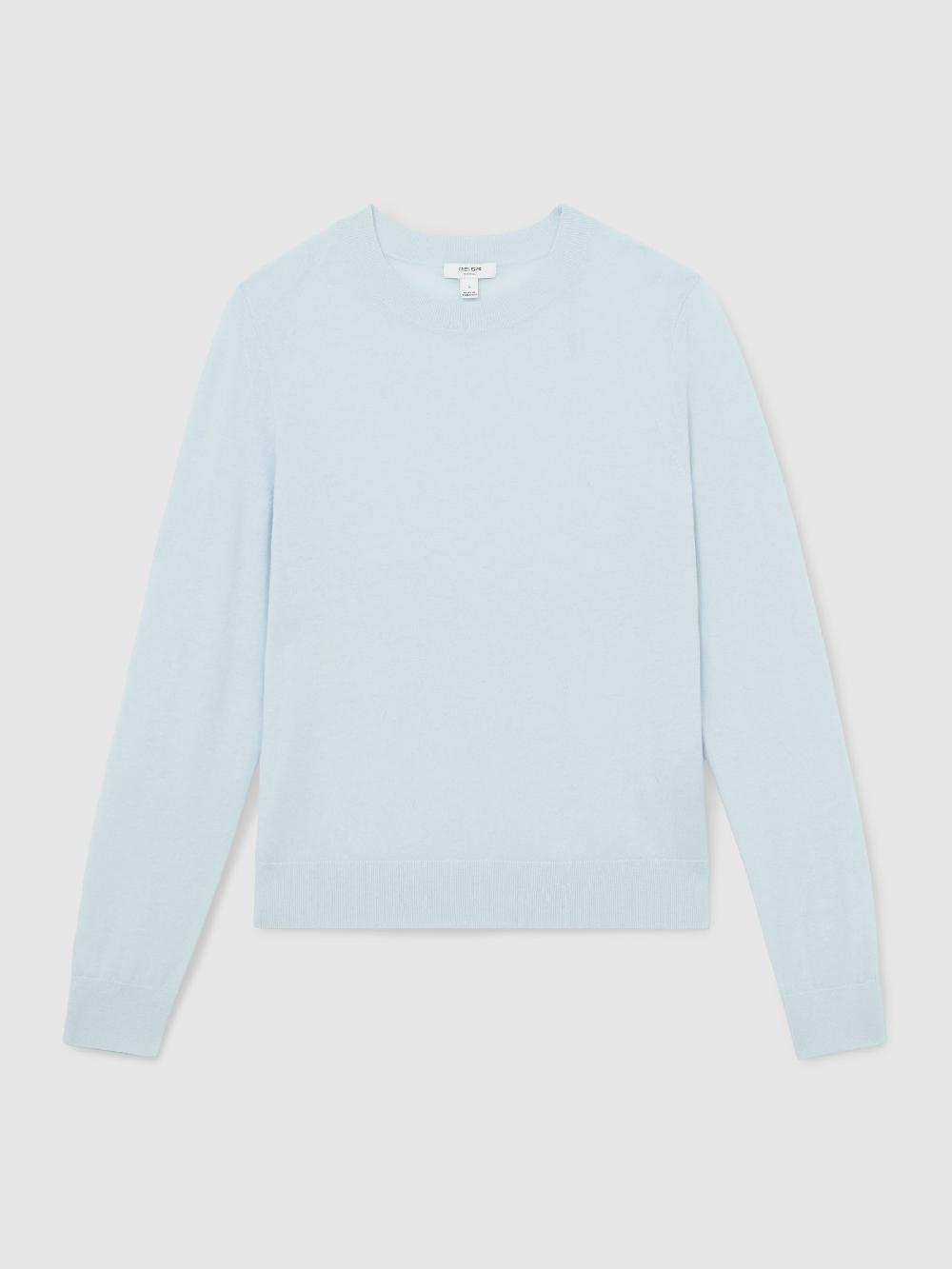 Reiss Merino Wool Crew-Neck Jumper In Blue