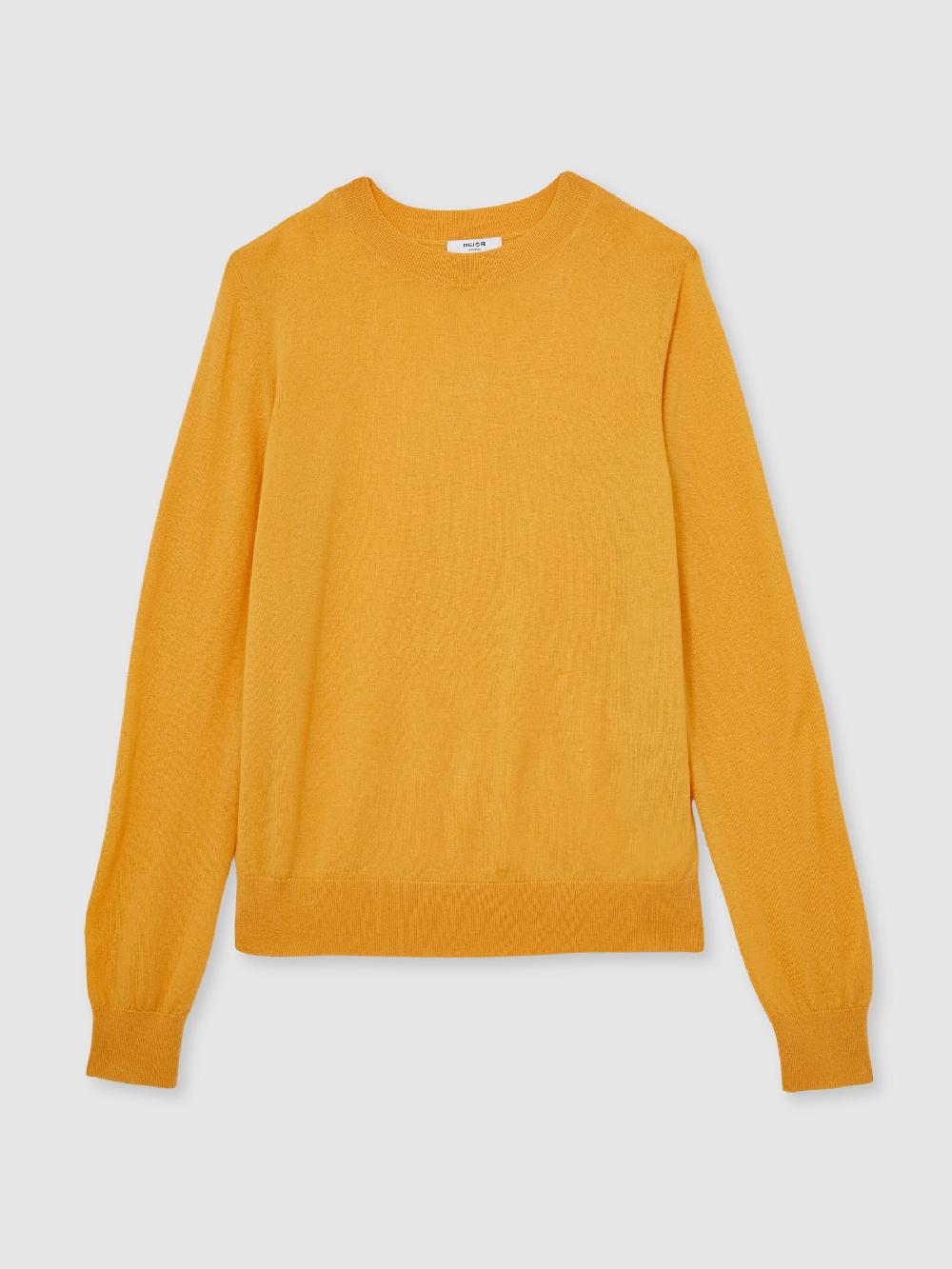 Reiss Merino Wool Crew-Neck Jumper In Yellow