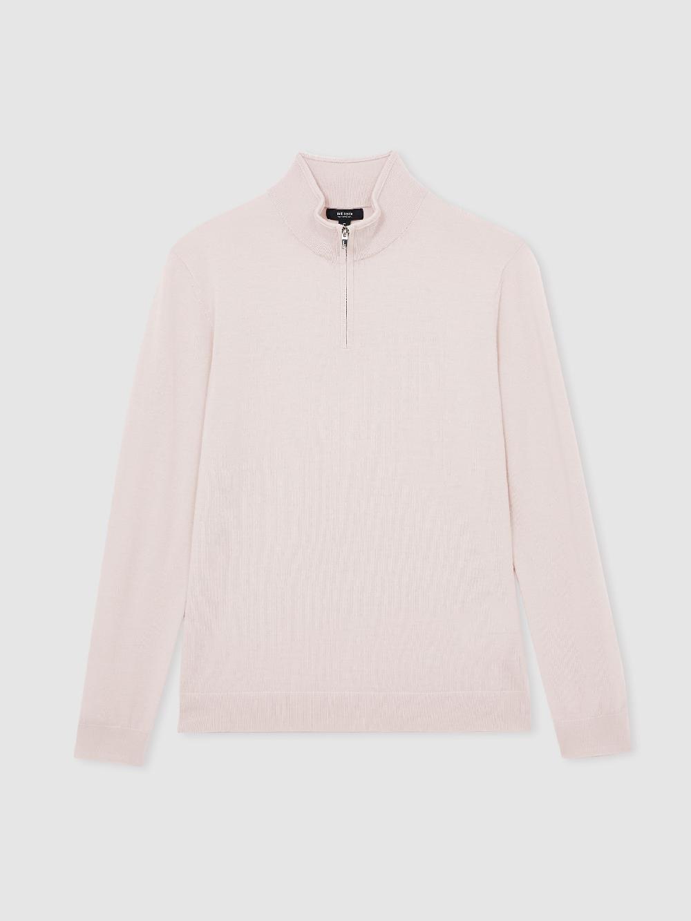 Reiss Merino Wool Half-Zip Jumper In Beige