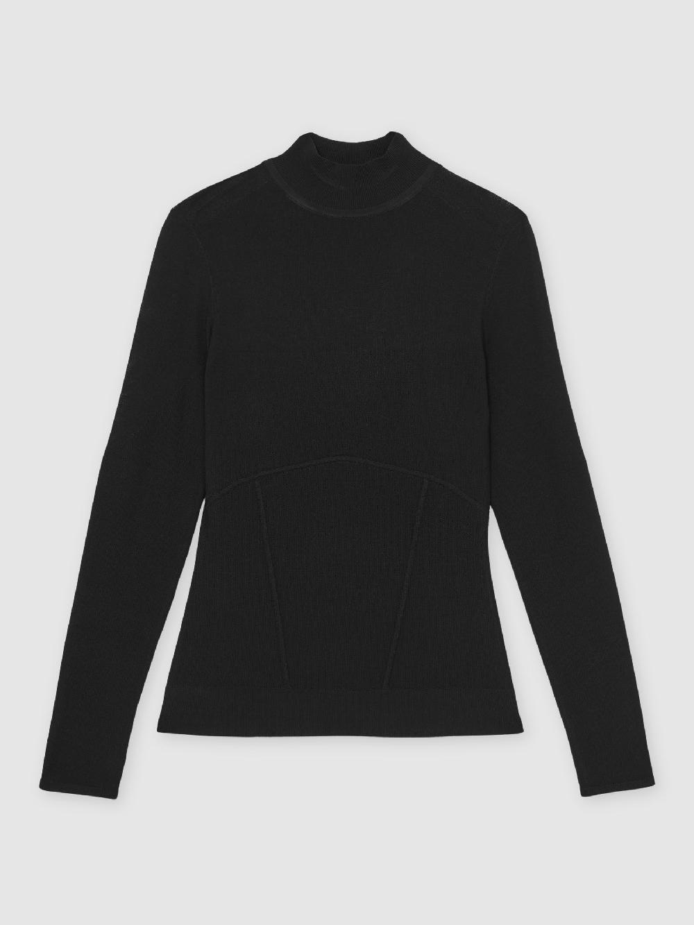 Reiss Mesh Funnel-Neck Knit Top In Black