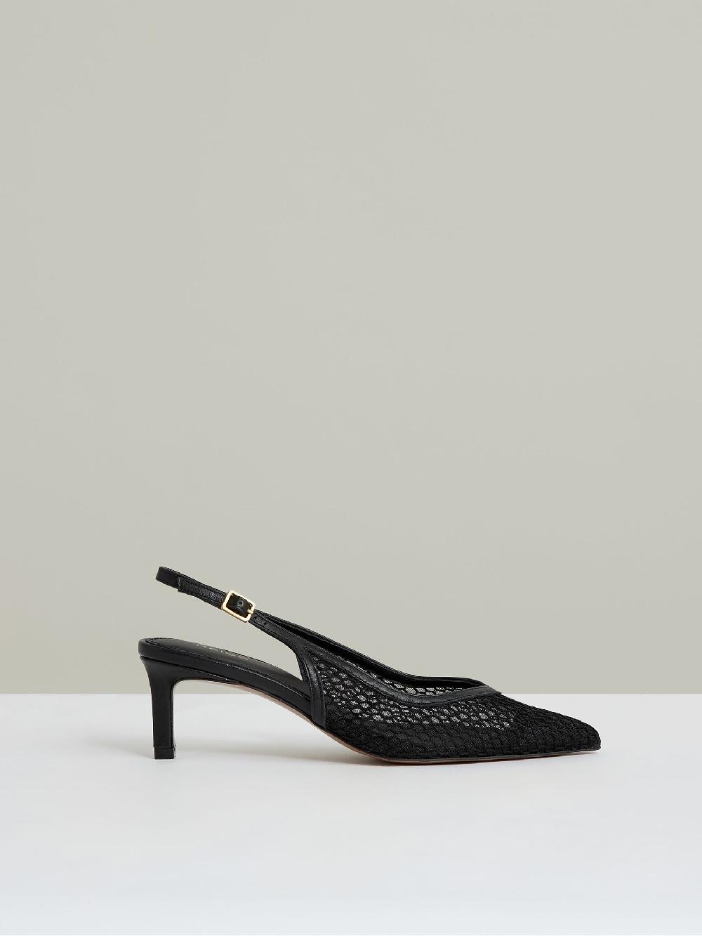 Reiss Mesh Slingback Heels In Black