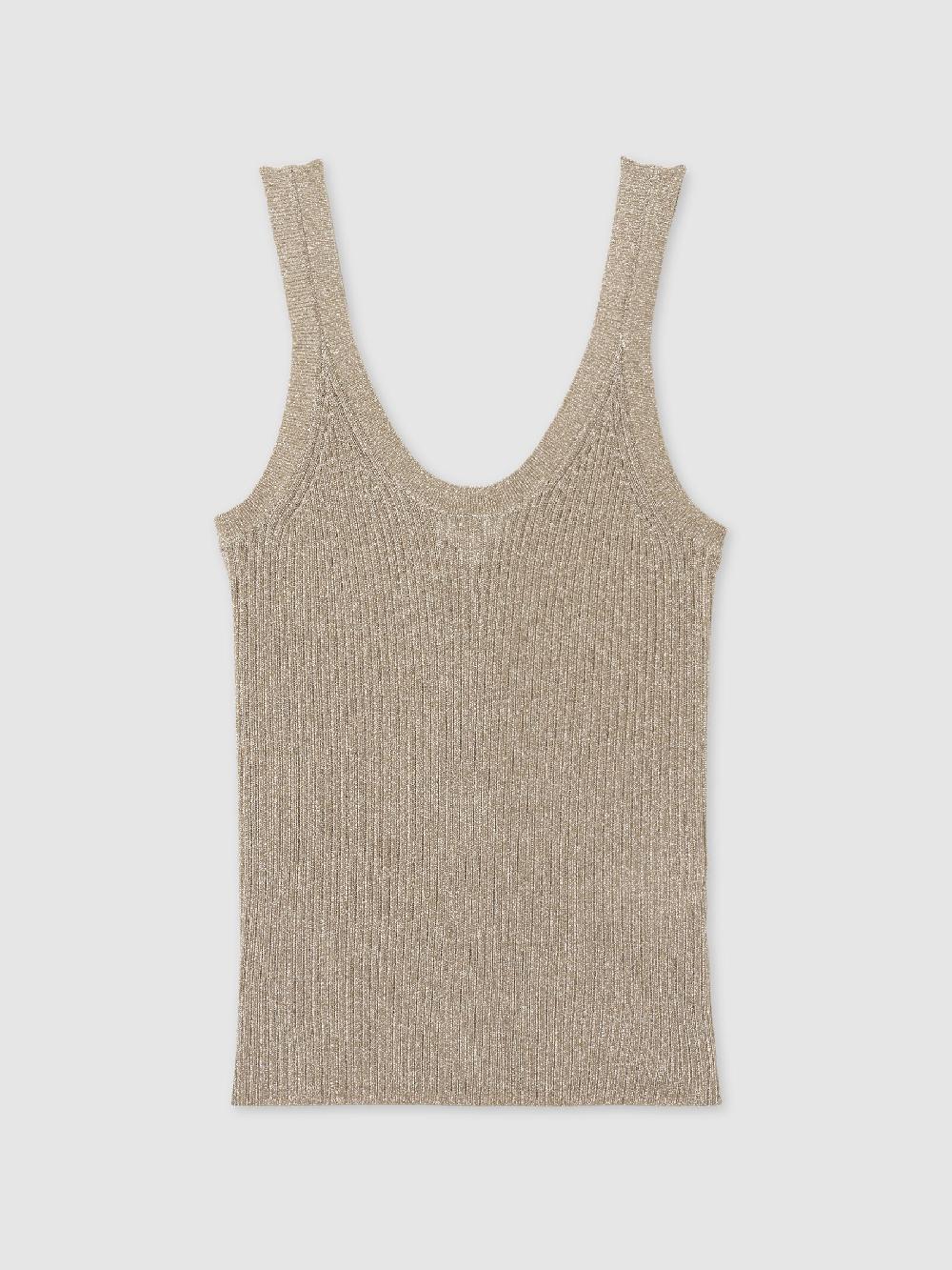 Reiss Metallic Vest Top In Gold