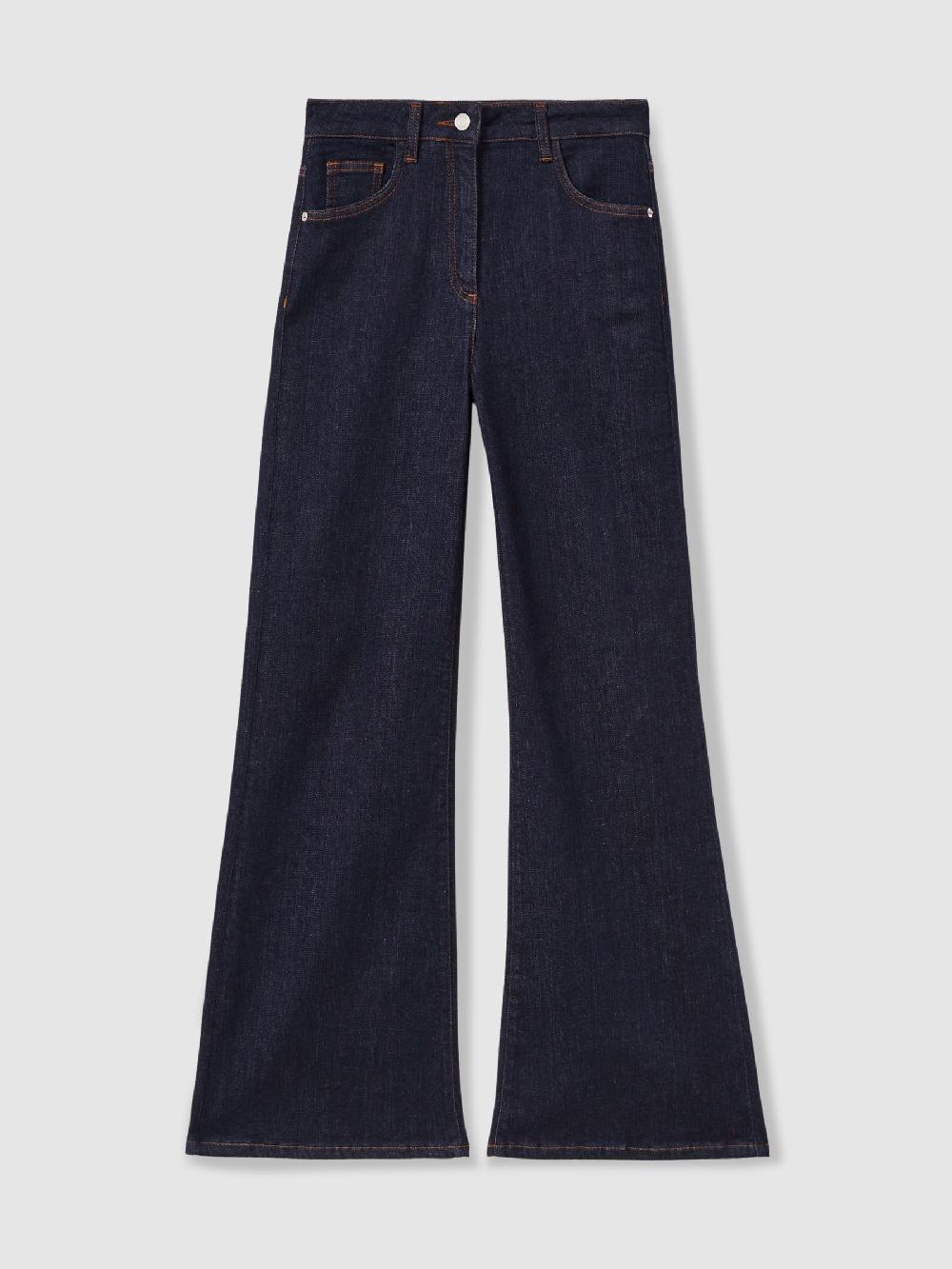 Reiss Mid-Rise Flared Jeans In Dark Blue