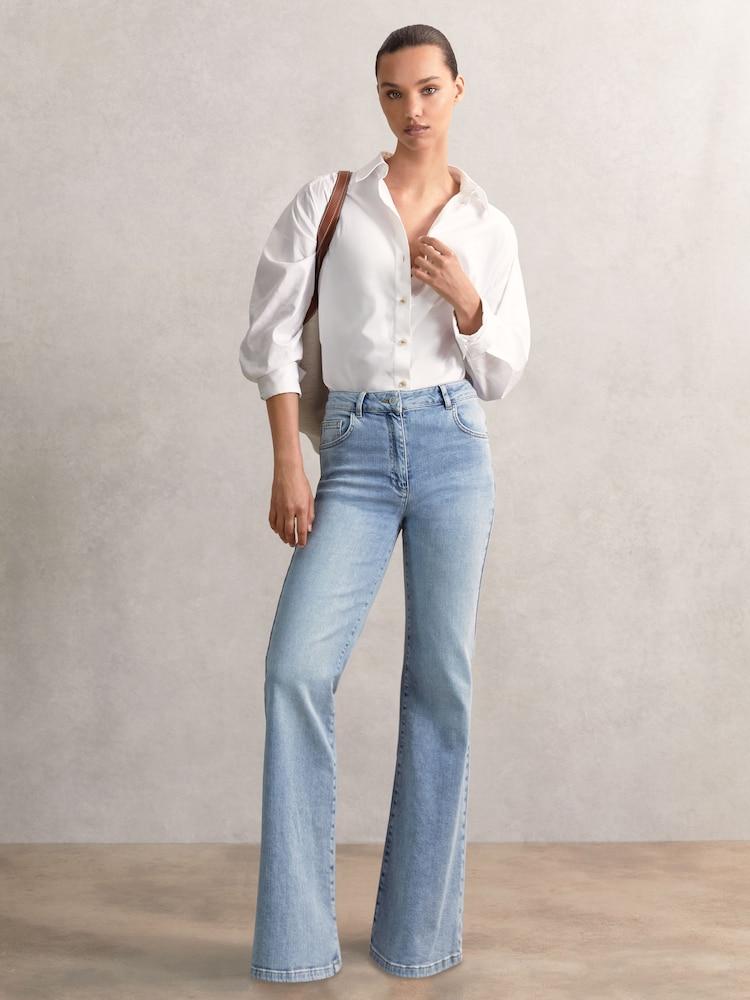 reiss Mid-Rise Flared Jeans in Light Blue