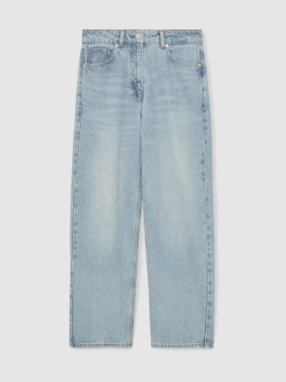 Reiss Mid-Rise Straight-Leg Jeans In Pale Blue