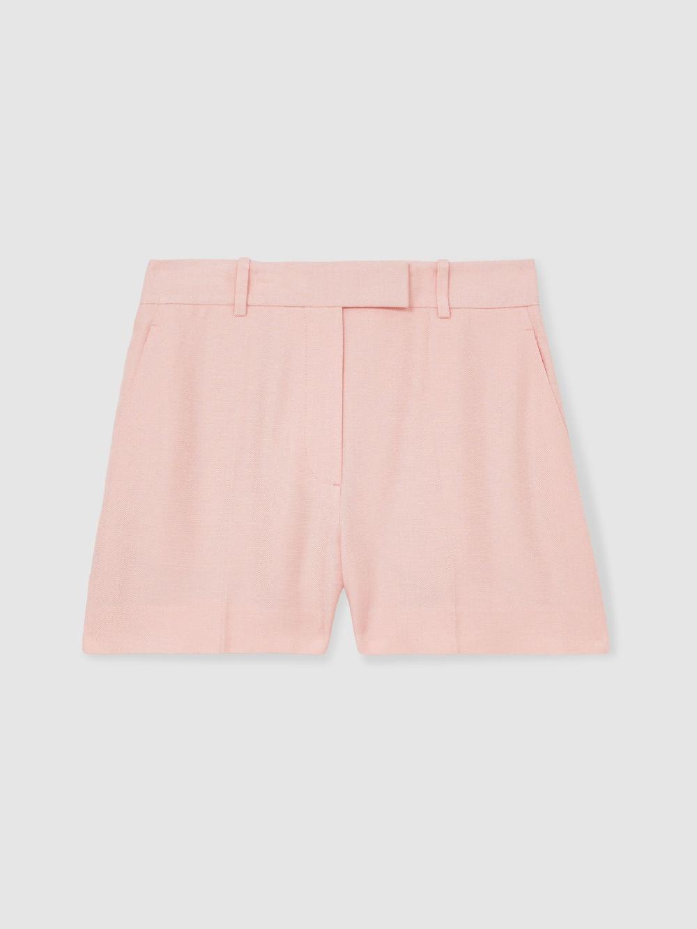 Reiss Mid-Rise Tailored Shorts In Pink