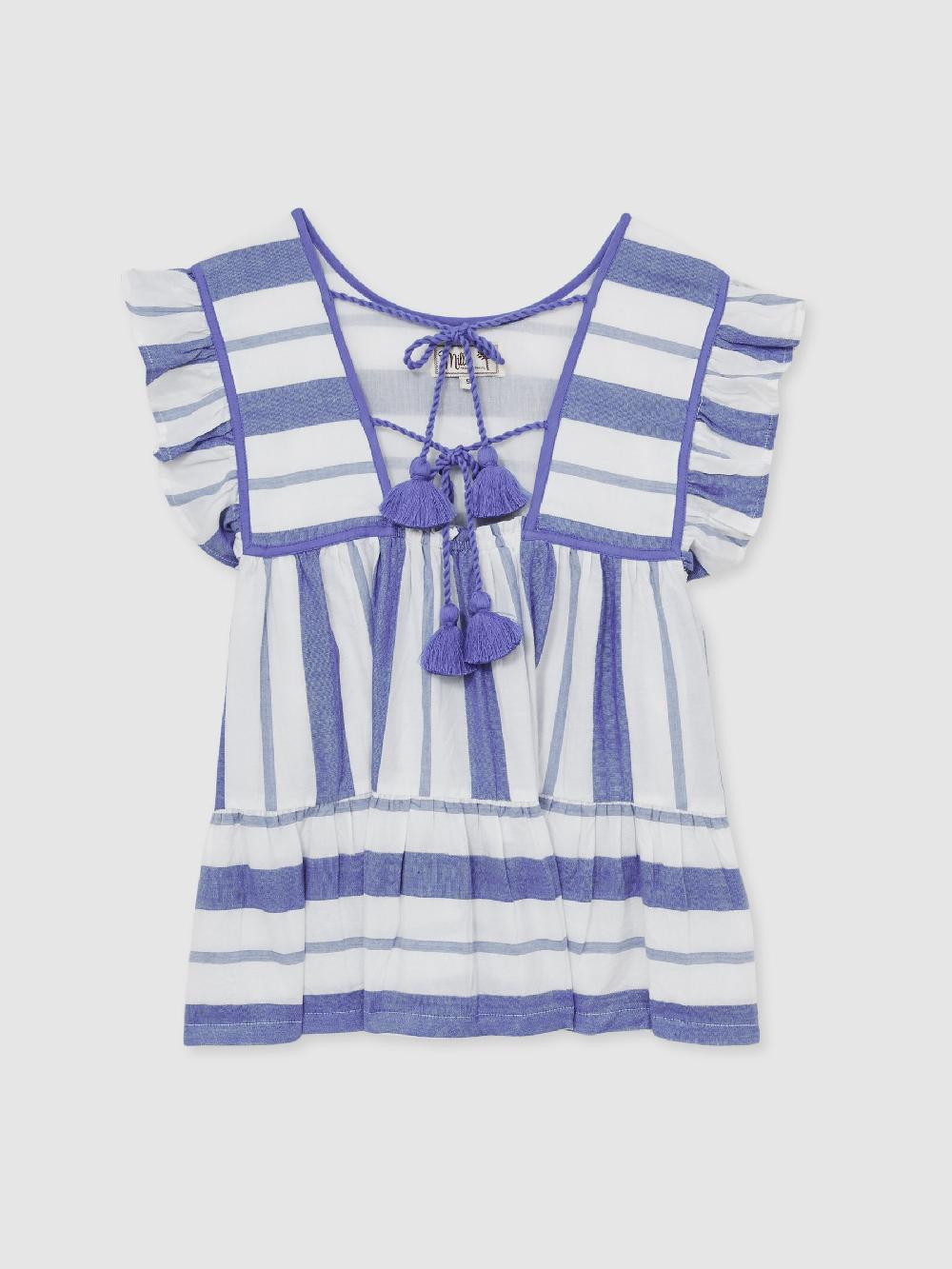 Reiss Mille Blue Stripe Peplum Top In Blue Stripe