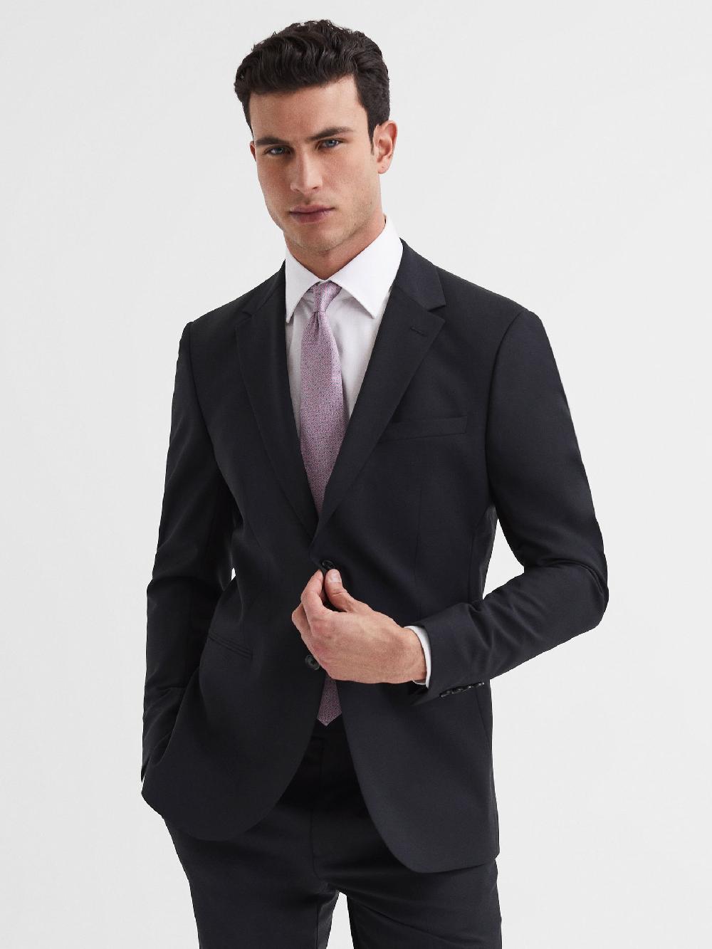 Reiss Modern Fit Travel Blazer In Black