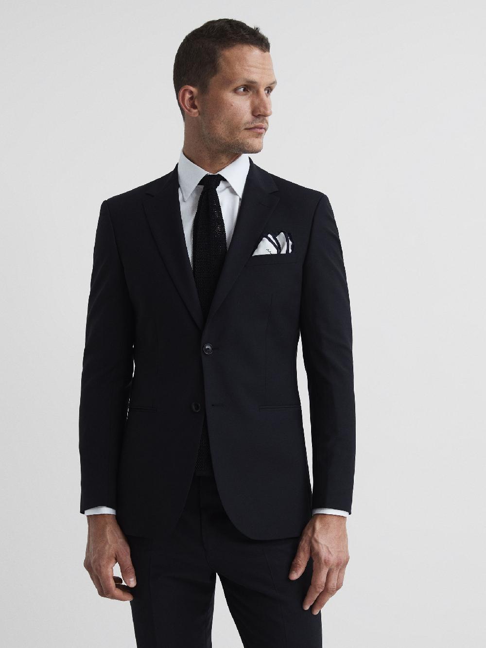 Reiss Modern Fit Travel Blazer In Black