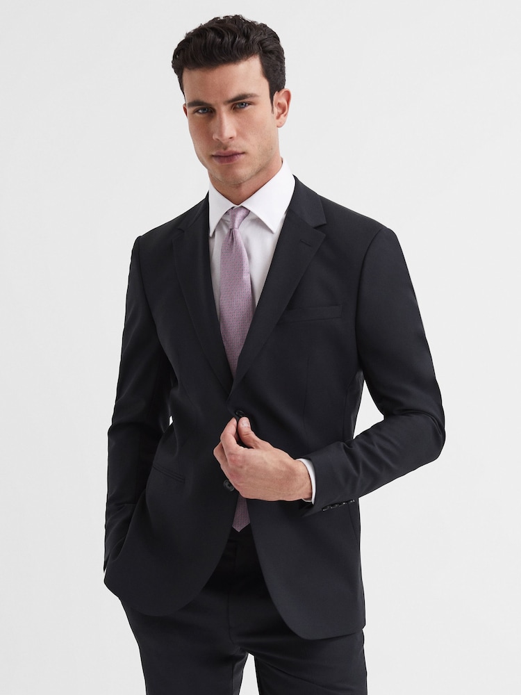 reiss Modern Fit Travel Blazer in Black