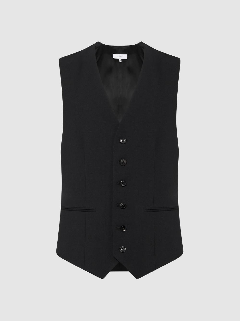Reiss Modern Fit Travel Waistcoat In Black