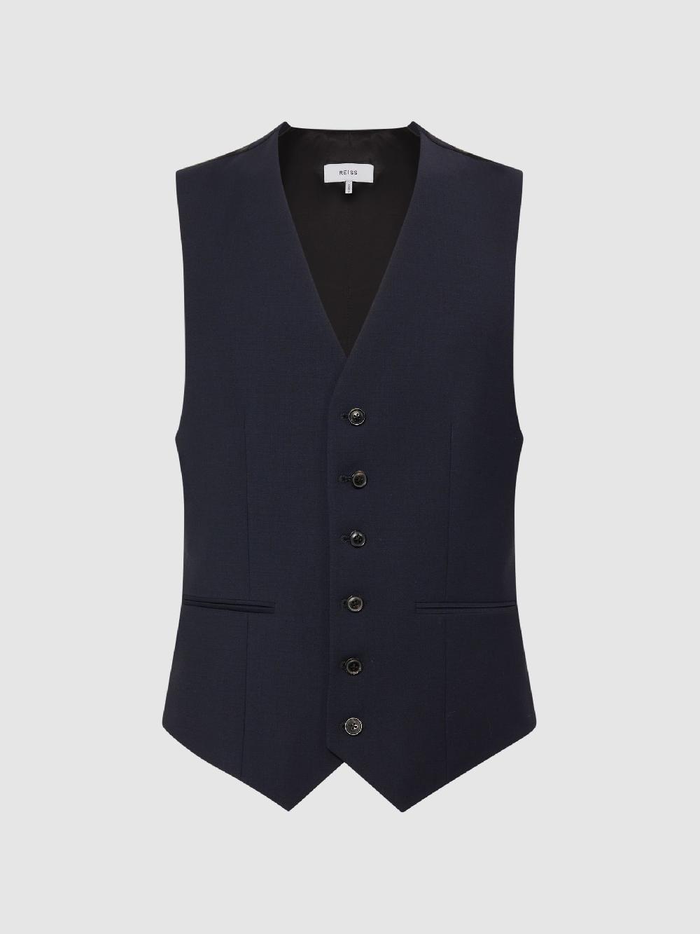 Reiss Modern Fit Travel Waistcoat In Navy