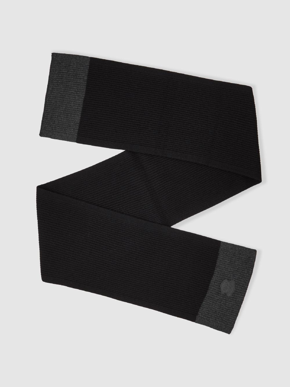 Reiss Monogram Appliqué Wool Scarf In Black