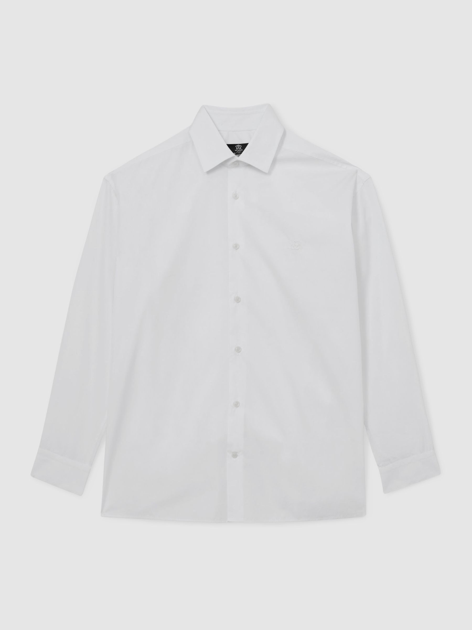 Reiss Monogram Cotton Oversized Shirt In White