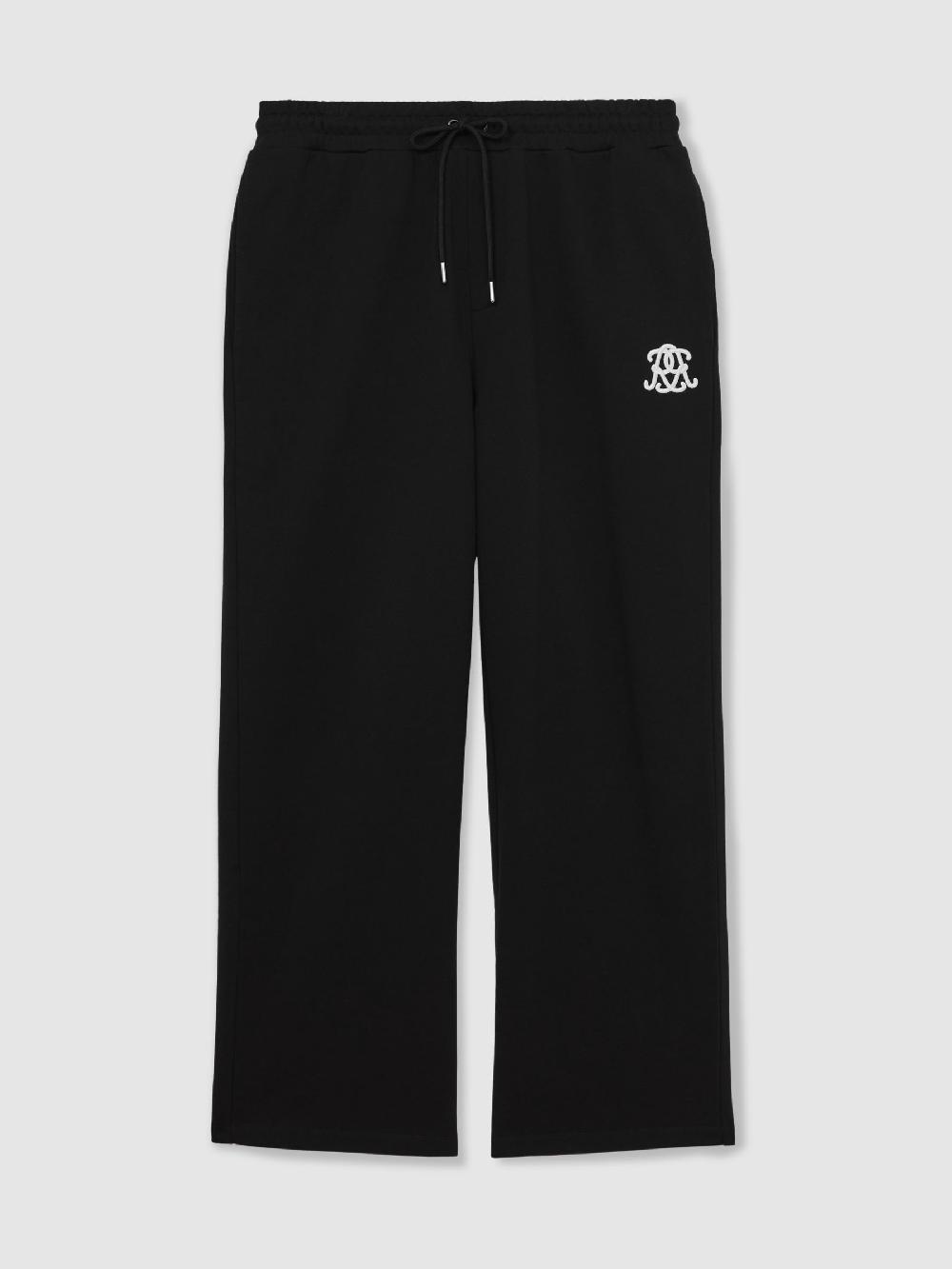 Reiss Monogram Cotton Wide-Leg Joggers In Black