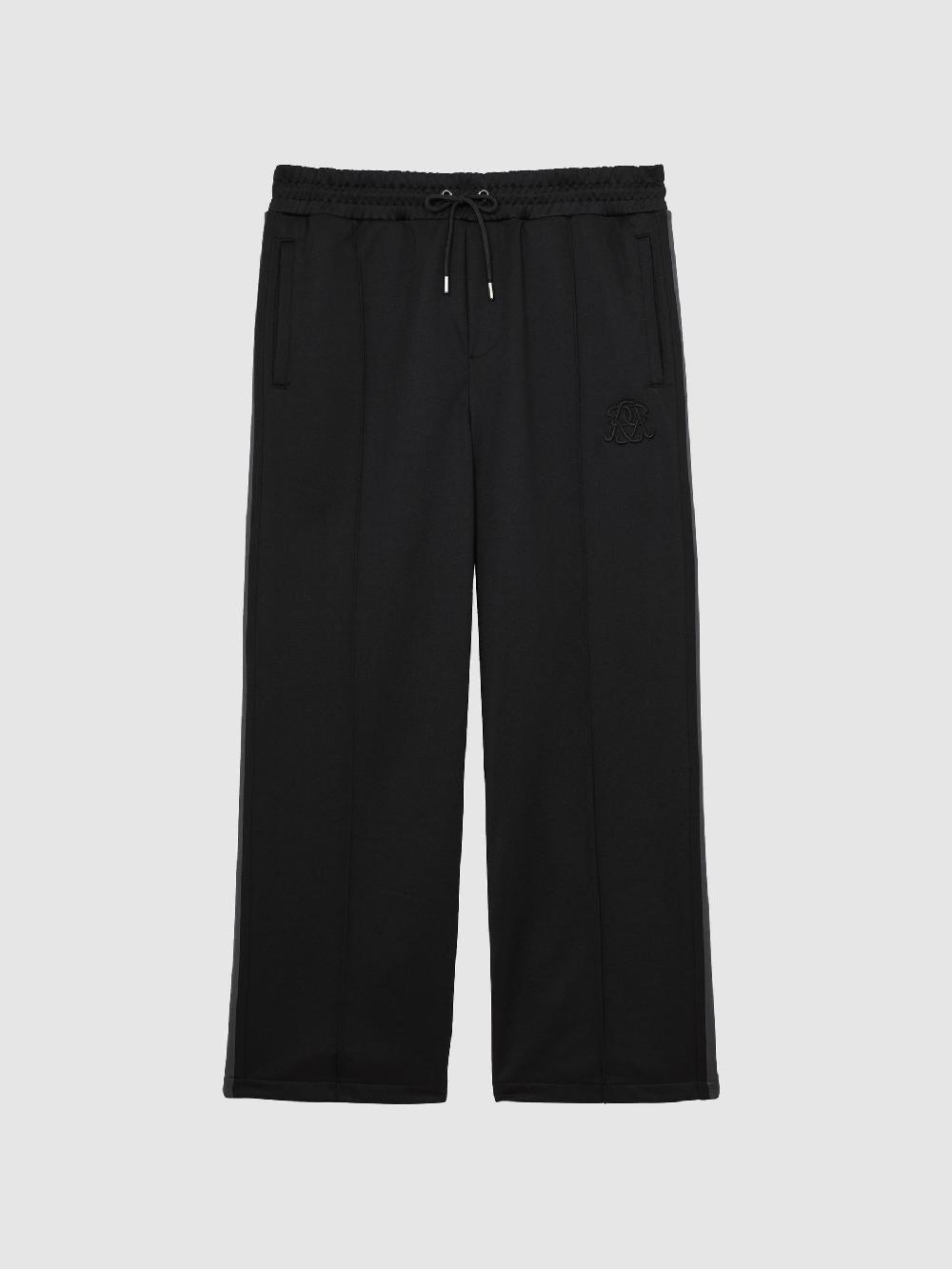 Reiss Monogram Cotton Wide-Leg Joggers In Black