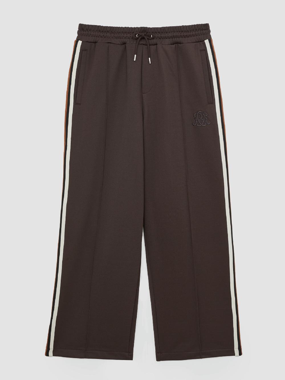 Reiss Monogram Cotton Wide-Leg Joggers In Brown