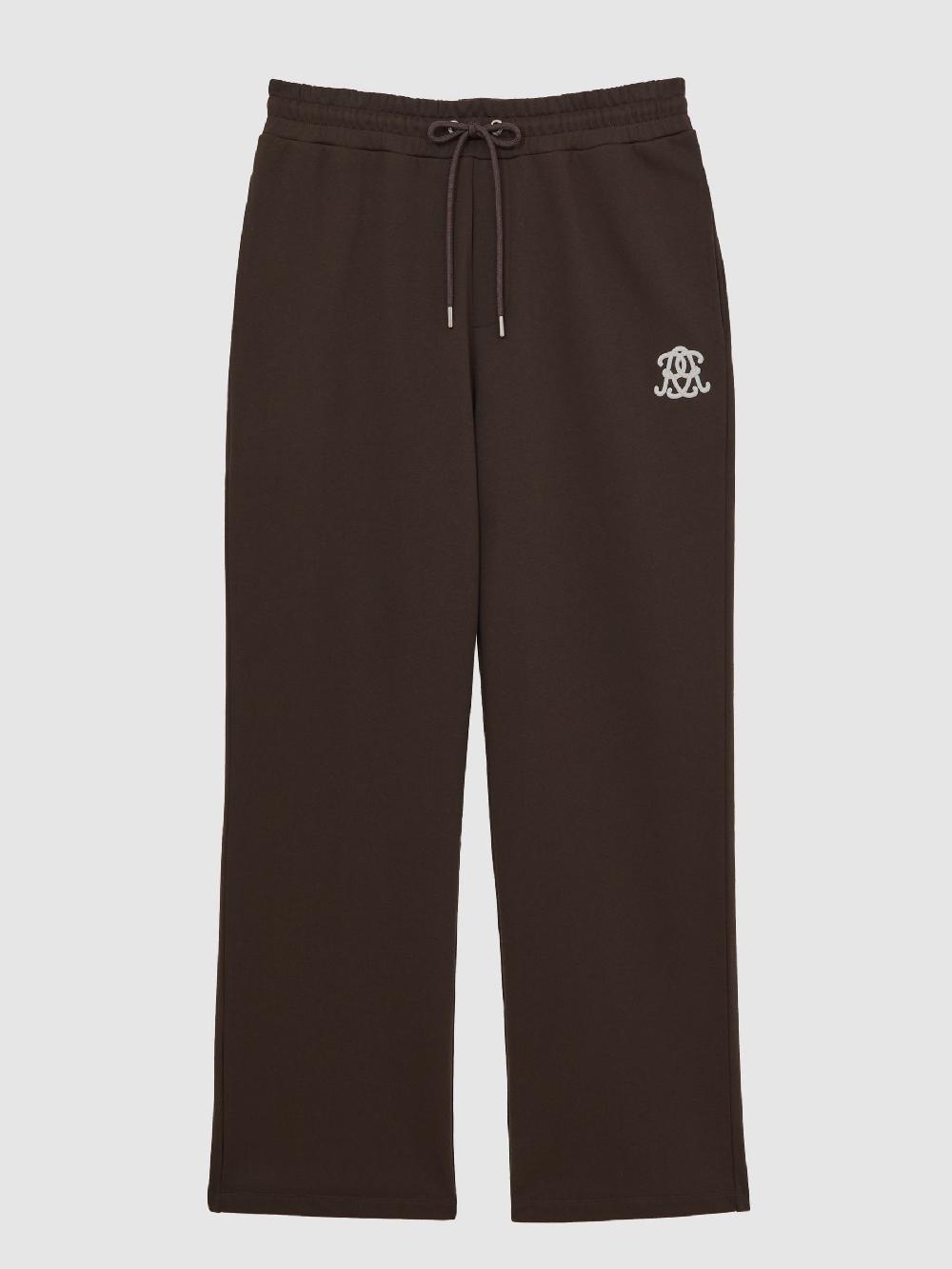 Reiss Monogram Cotton Wide-Leg Joggers In Brown