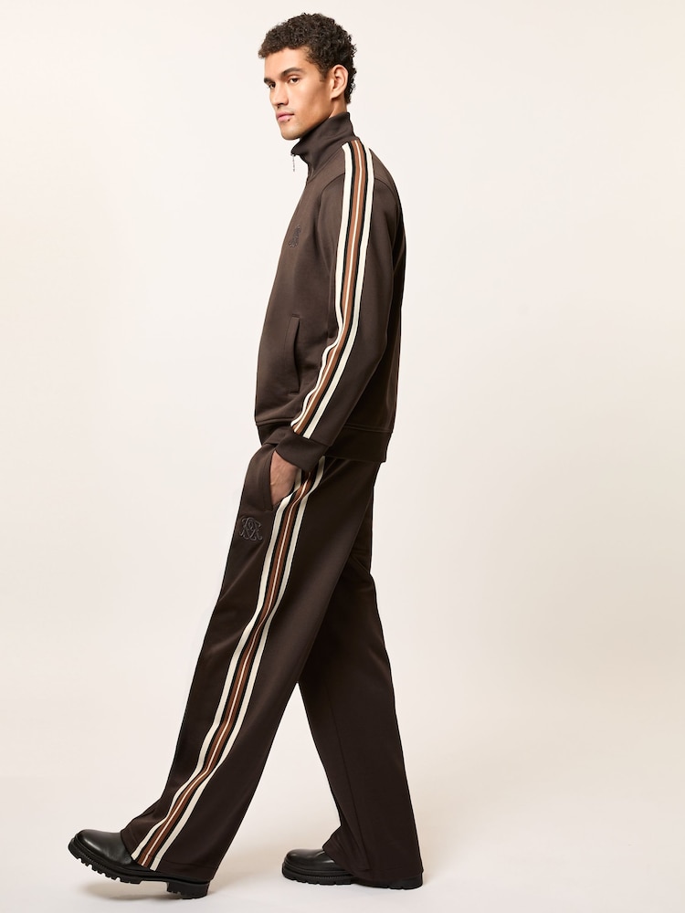 reiss Monogram Cotton Wide-Leg Joggers in Brown