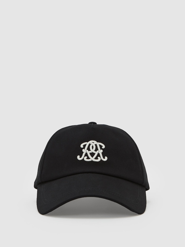 reiss Monogram Embroidered Baseball Cap in Black