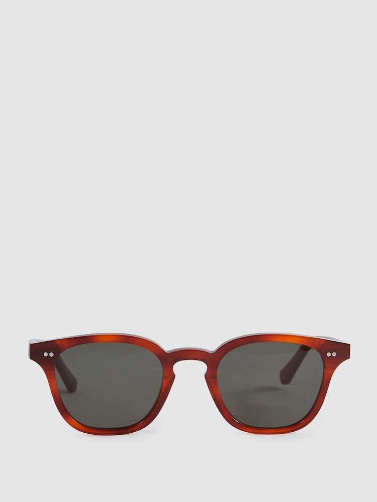 reiss Monokel Eyewear Round Sunglasses in Caramel