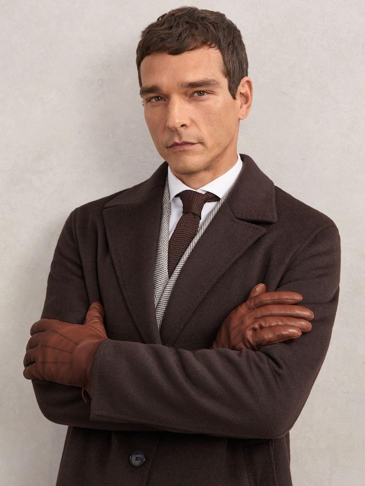 reiss Nappa Leather Gloves in Cognac