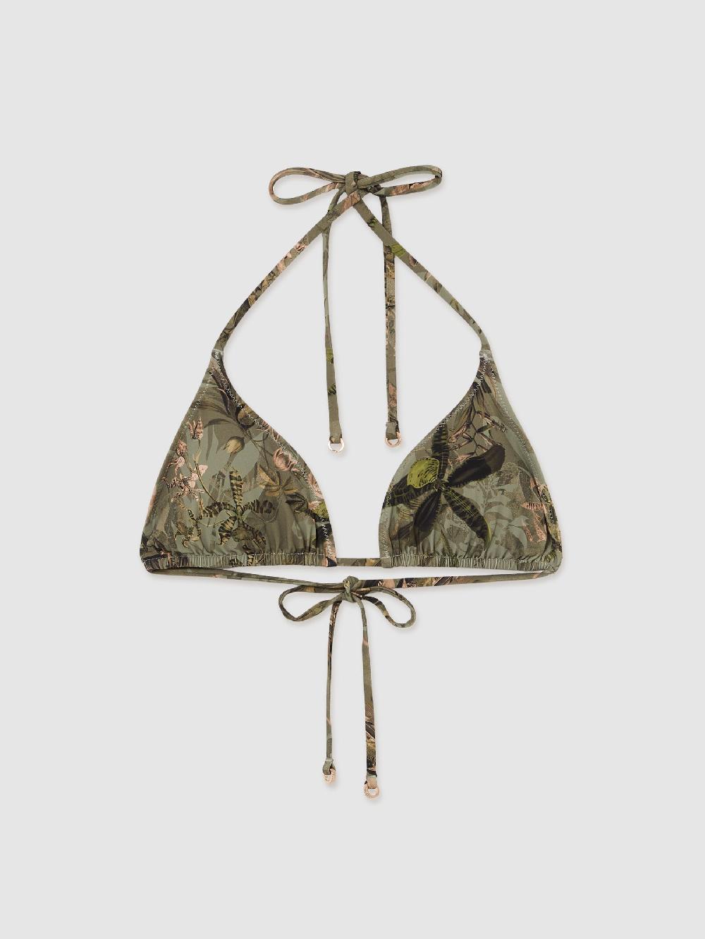 Reiss Reiss | NYBG Floral Triangle Bikini Top In Khaki