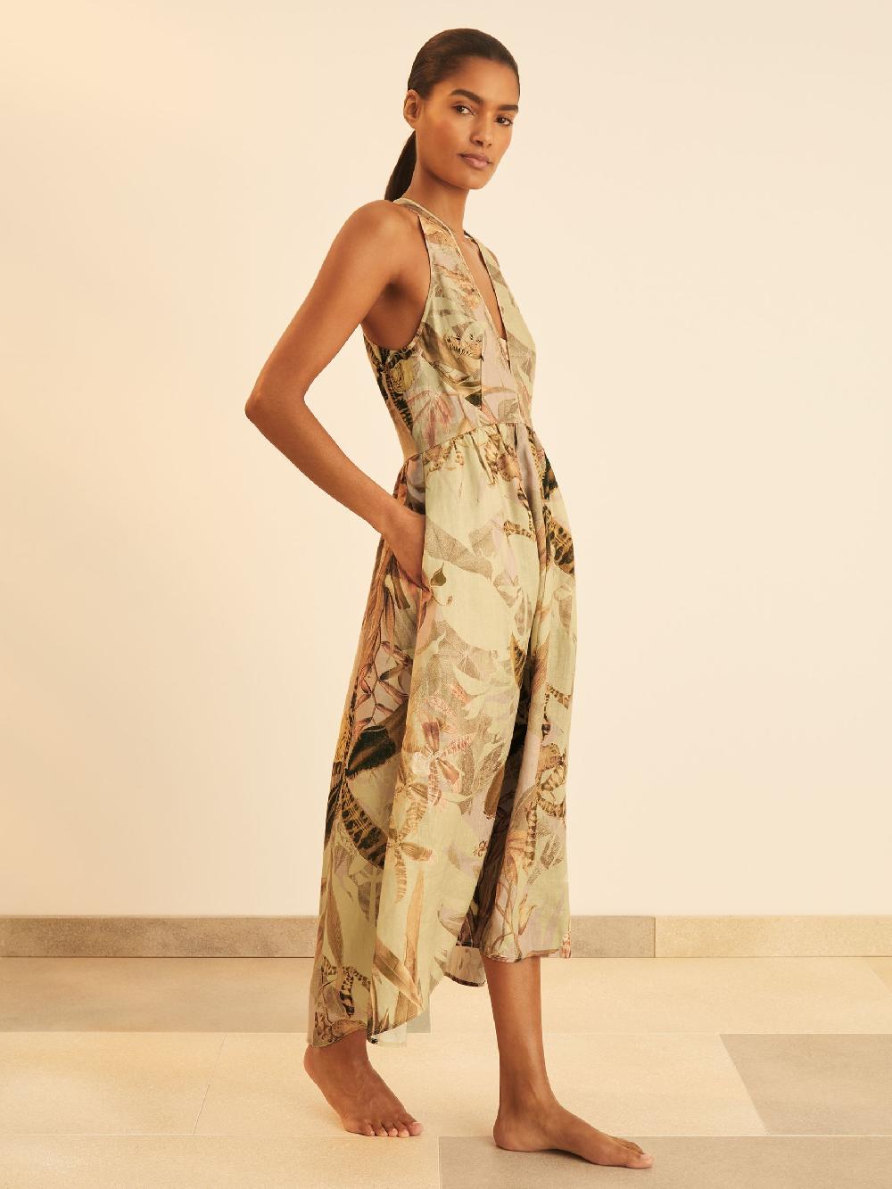 Reiss Reiss | NYBG Linen Floral Midi Dress In Neutral
