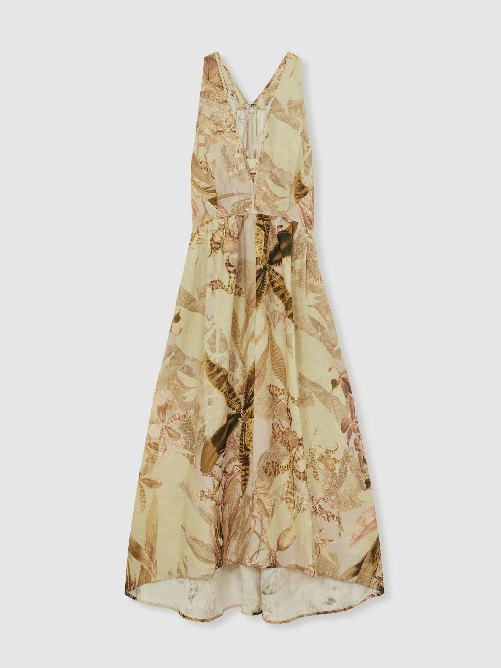 Reiss Reiss | NYBG Linen Floral Midi Dress In Neutral