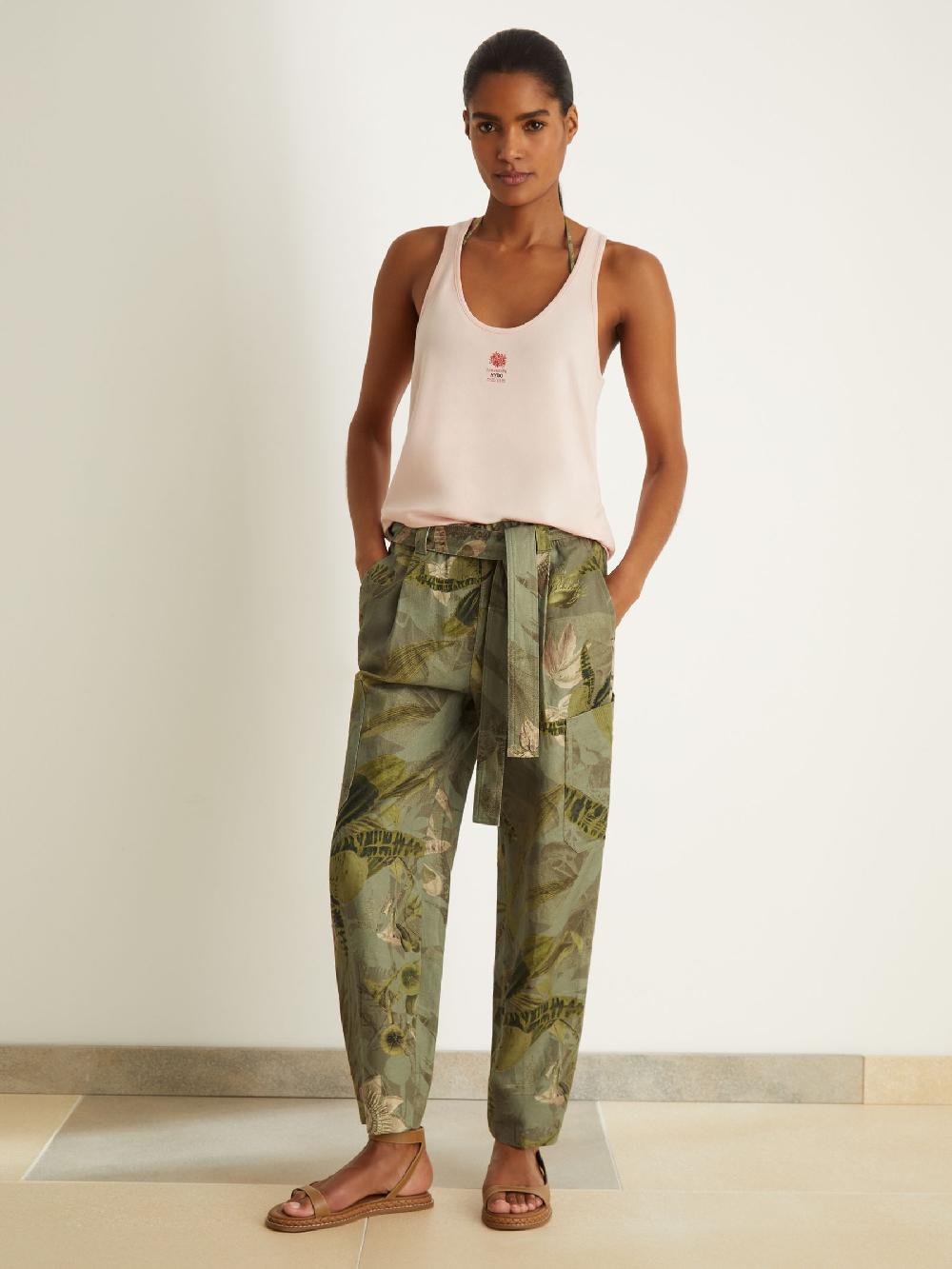 Reiss Reiss | NYBG Linen Floral Tapered Trousers In Khaki