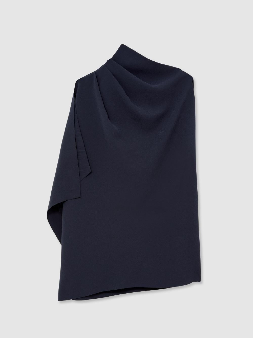 Reiss One-Shoulder Draped Top In Navy