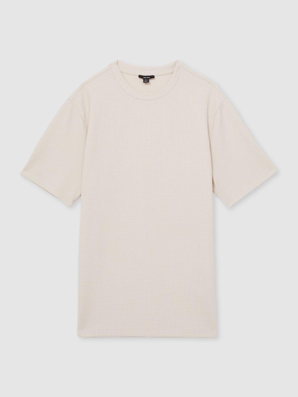 Reiss Oversized Textured T-Shirt In Champagne