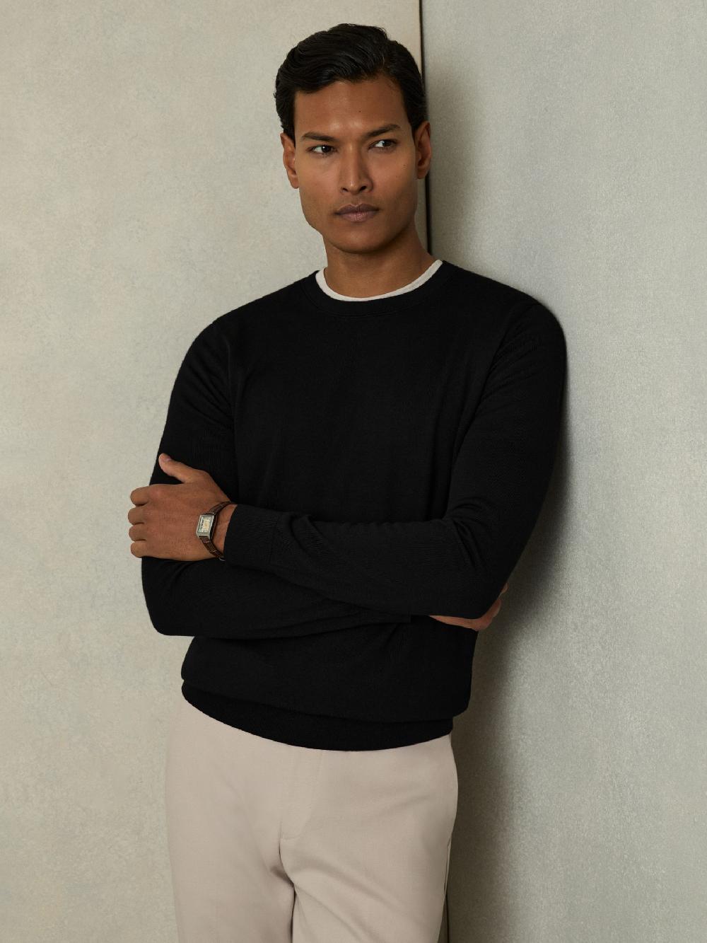 Reiss Pack Of Two Merino Wool Jumpers In Black