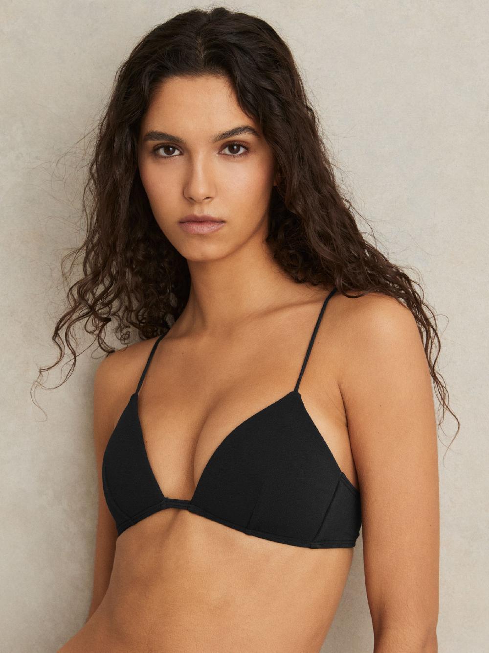 Reiss Padded Triangle Bikini Top In Black