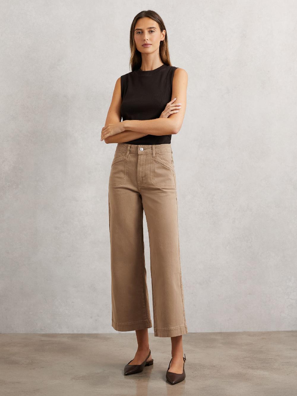 Reiss Paige Anessa Curved Jeans In Light Brown