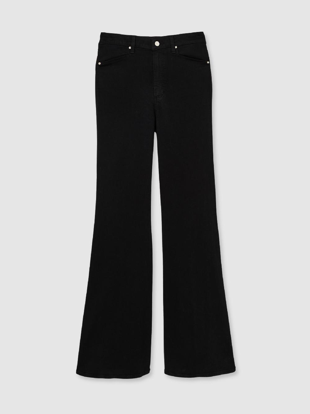 Reiss Paige Angled Waist Flared Jeans In Black
