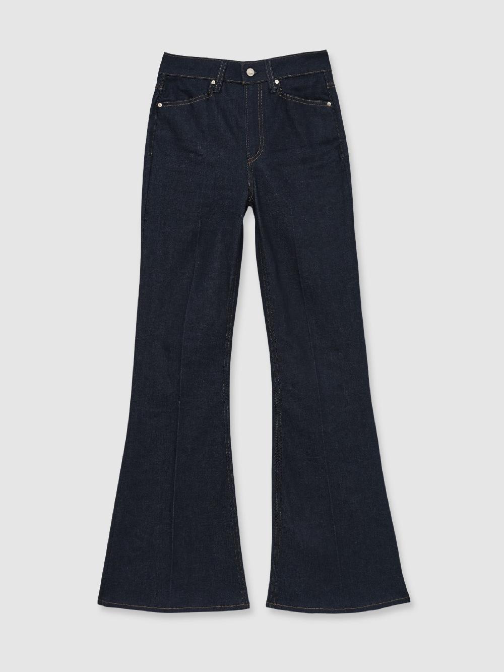 Reiss Paige Angled-Waist Flared Jeans In Kira Blue