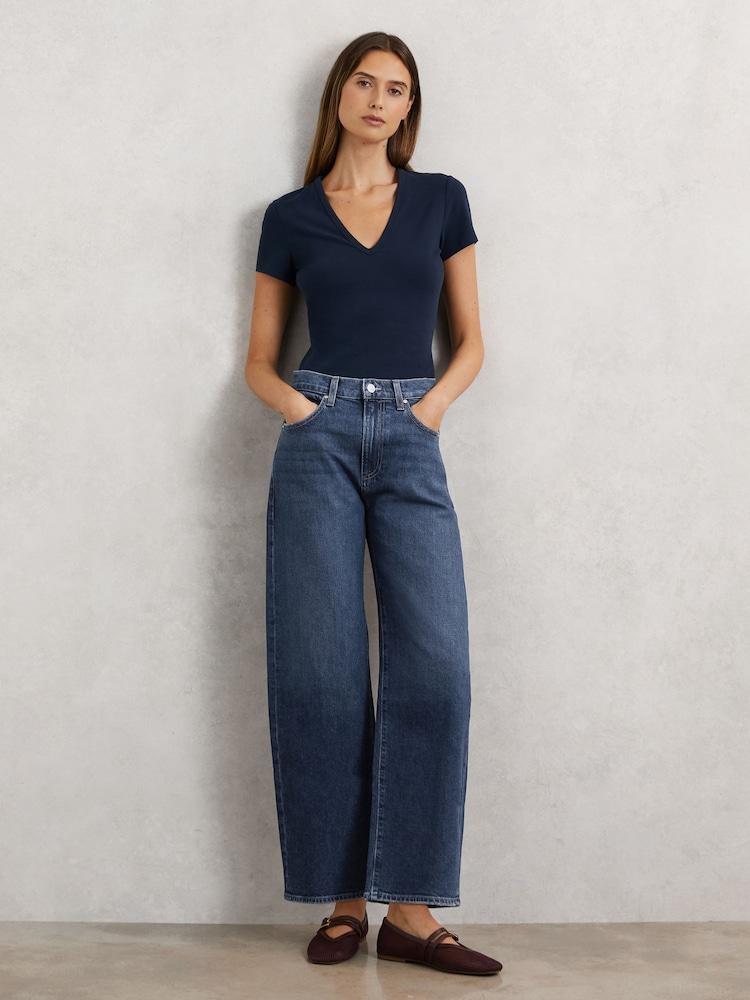 reiss Paige Arellia Ankle Jeans in Mid Blue