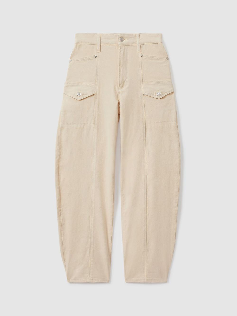 Reiss Paige Barrel Leg Jeans In Blonde Sand