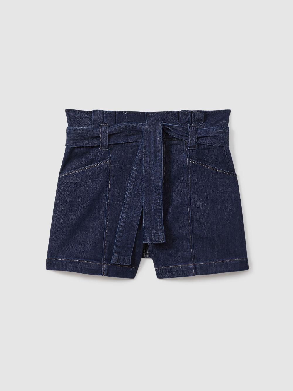 Reiss Paige Belted Denim Shorts In Baltimore