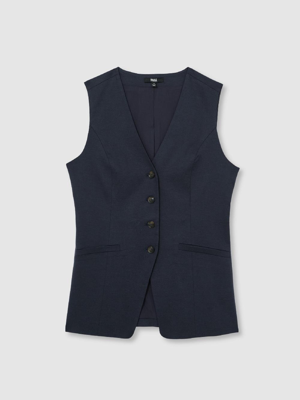 Reiss Paige Button-Through Vest In Dark Ink Blue