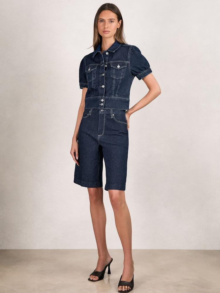 reiss Paige Denim Bermuda Shorts in Navy