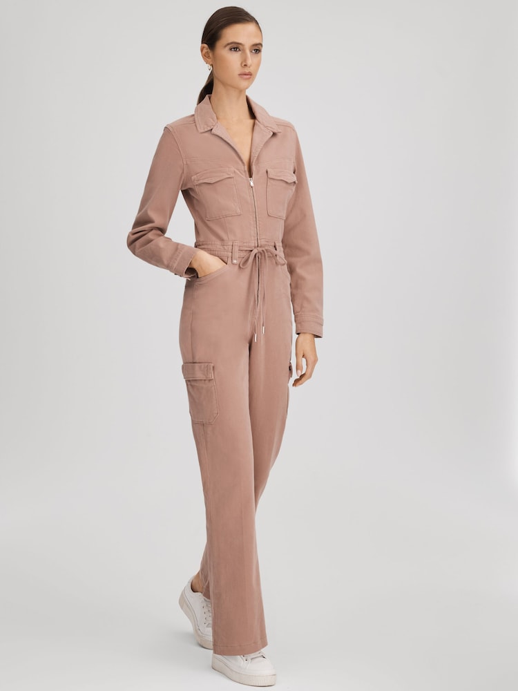 reiss Paige Denim Jumpsuit in Mauve